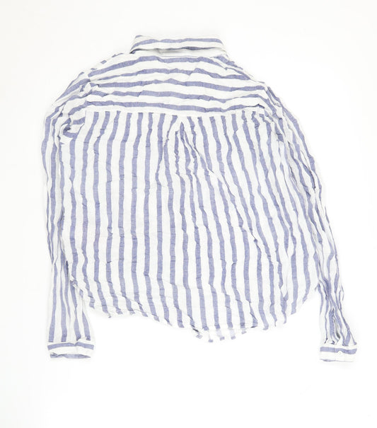 VERO MODA Women's Blue Striped Button-Up Shirt L