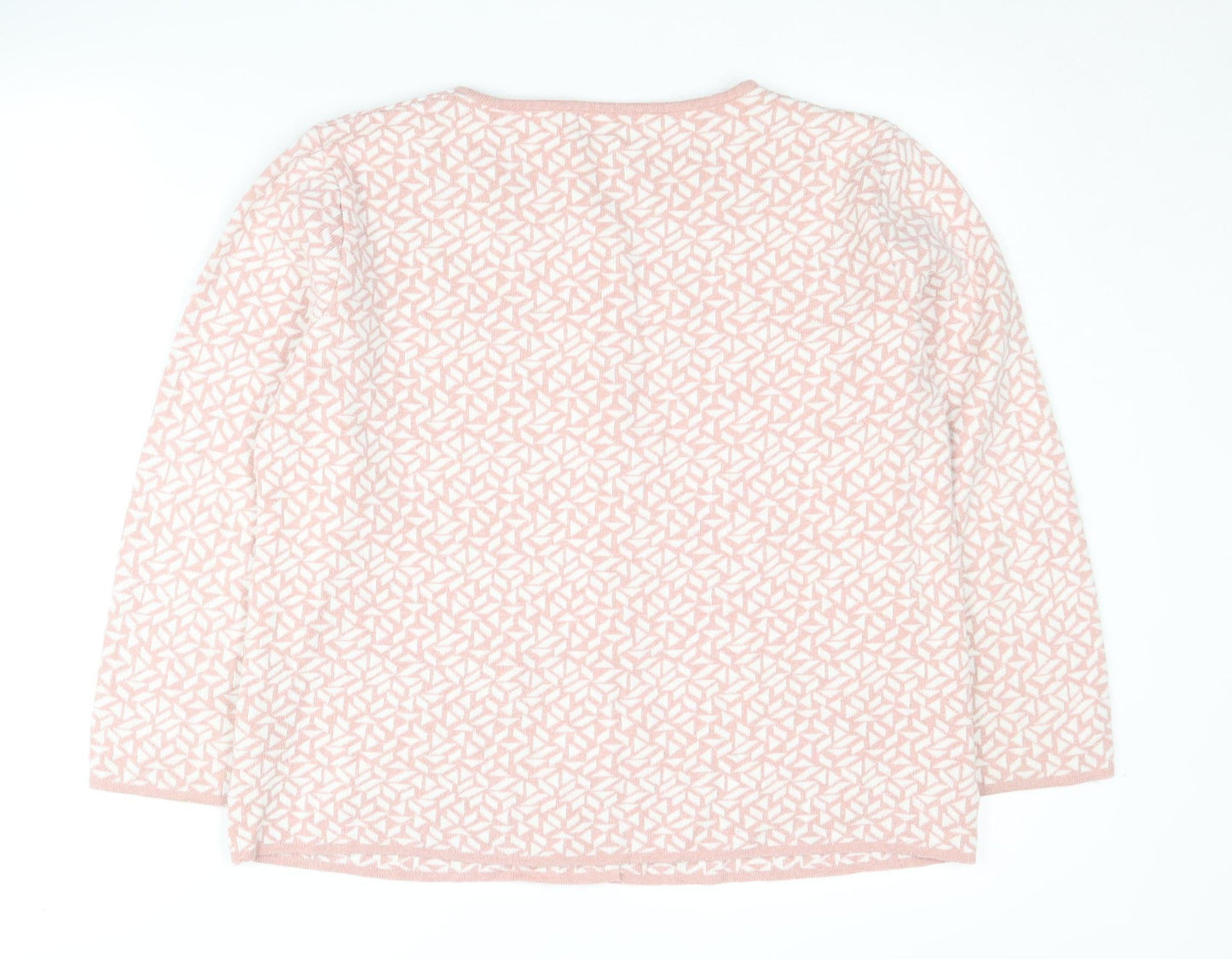Afibel Women's Pink Cardigan, Size 14, Geometric Knit