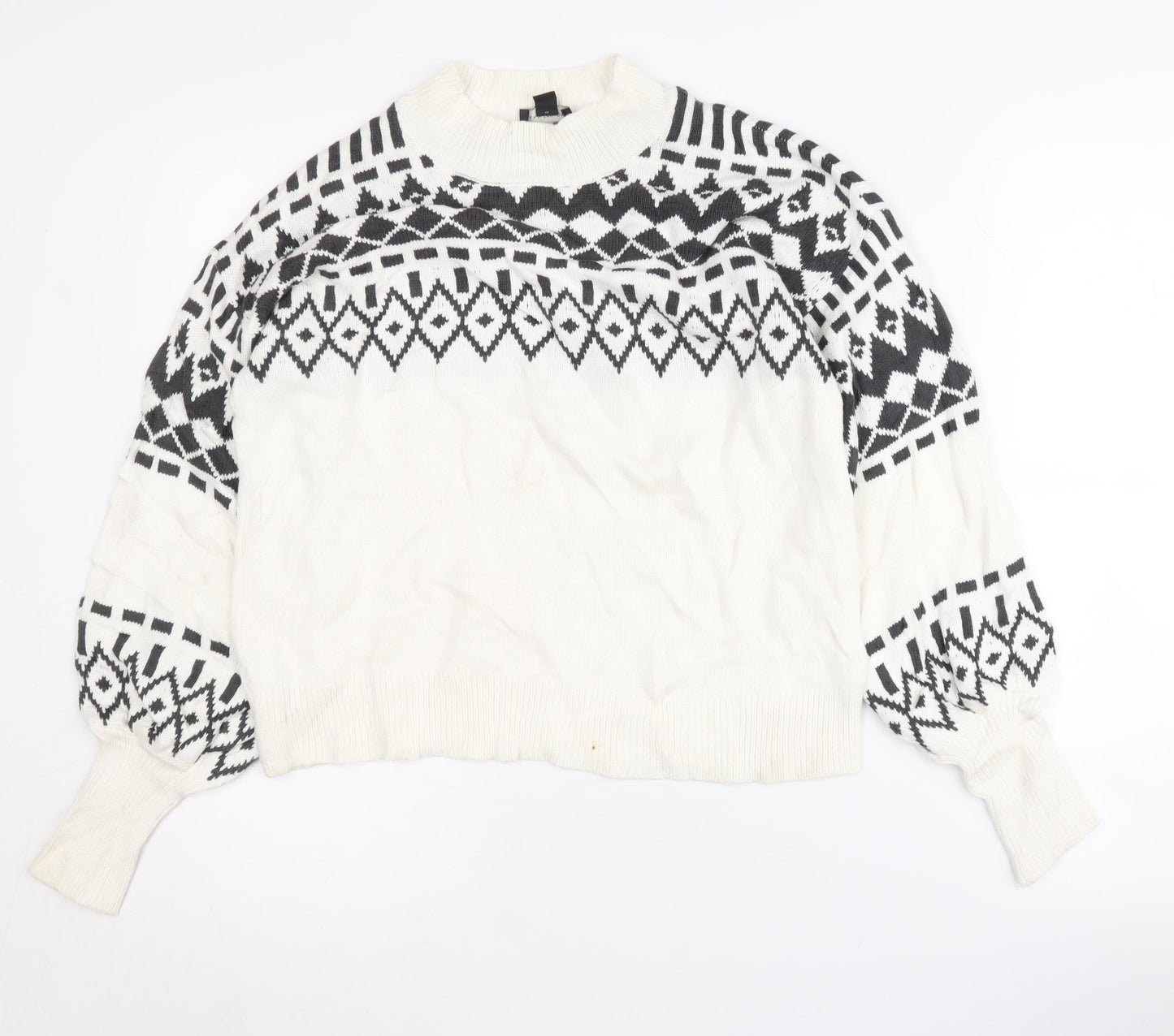 Ann Taylor Women’s White Geometric Pullover Jumper S