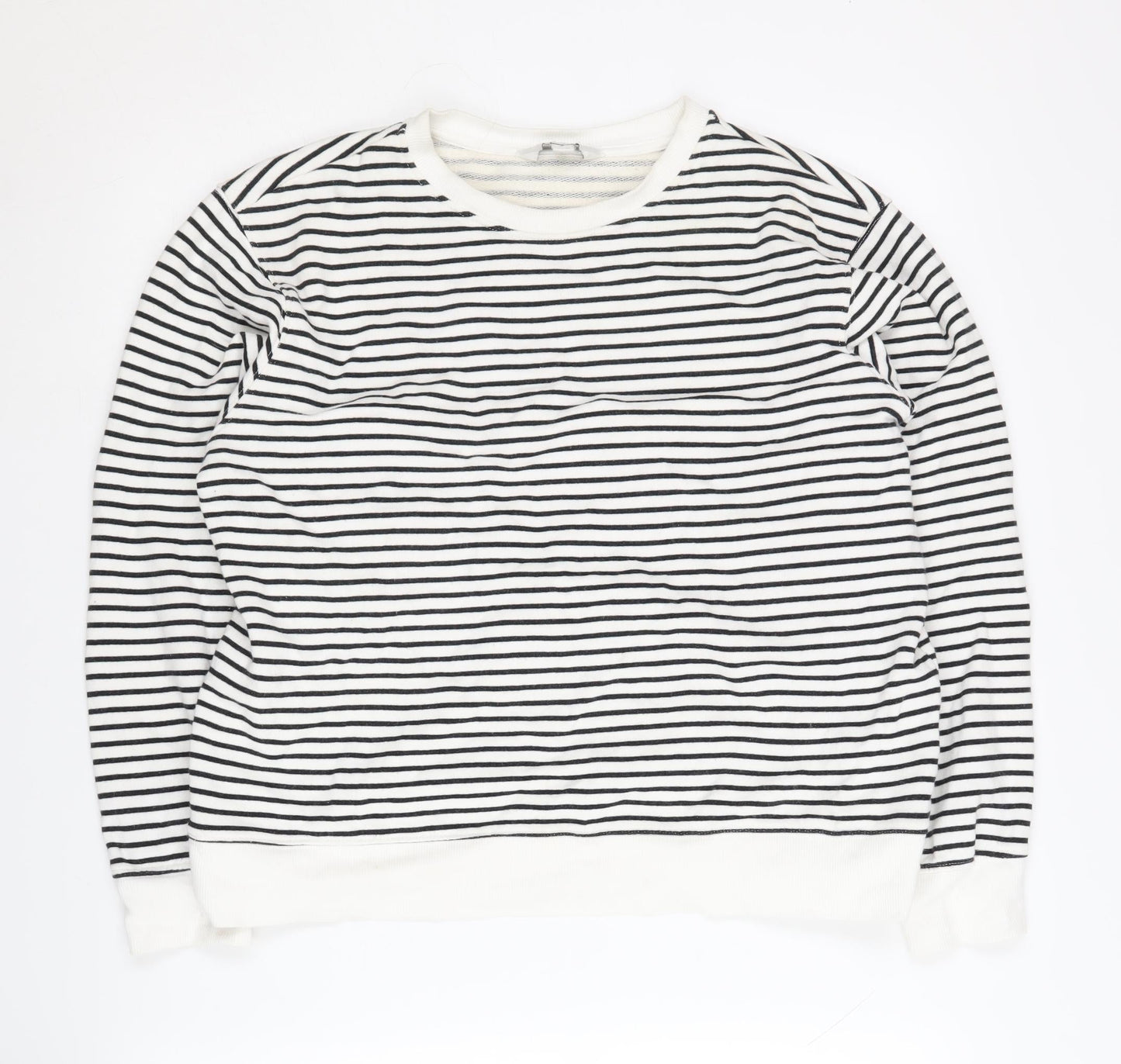 Marks and Spencer Women's Black Striped Pullover Sweatshirt M