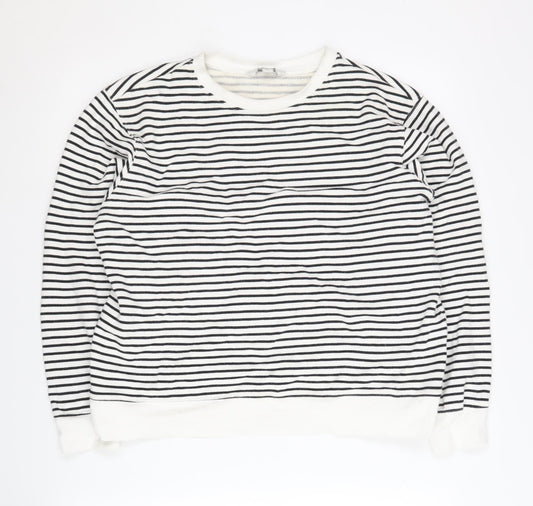 Marks and Spencer Women's Black Striped Pullover Sweatshirt M