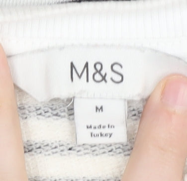 Marks and Spencer Women's Black Striped Pullover Sweatshirt M
