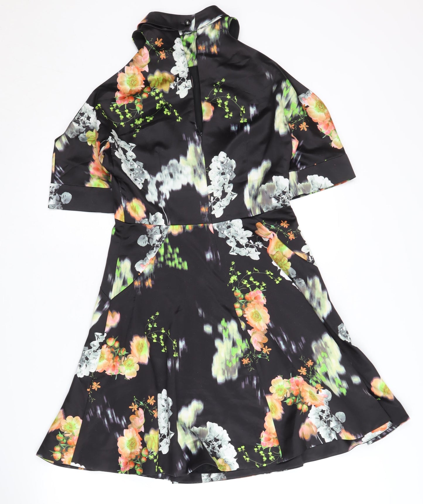 Whistles Women's Black Floral Dress, UK 8, Cold Shoulder