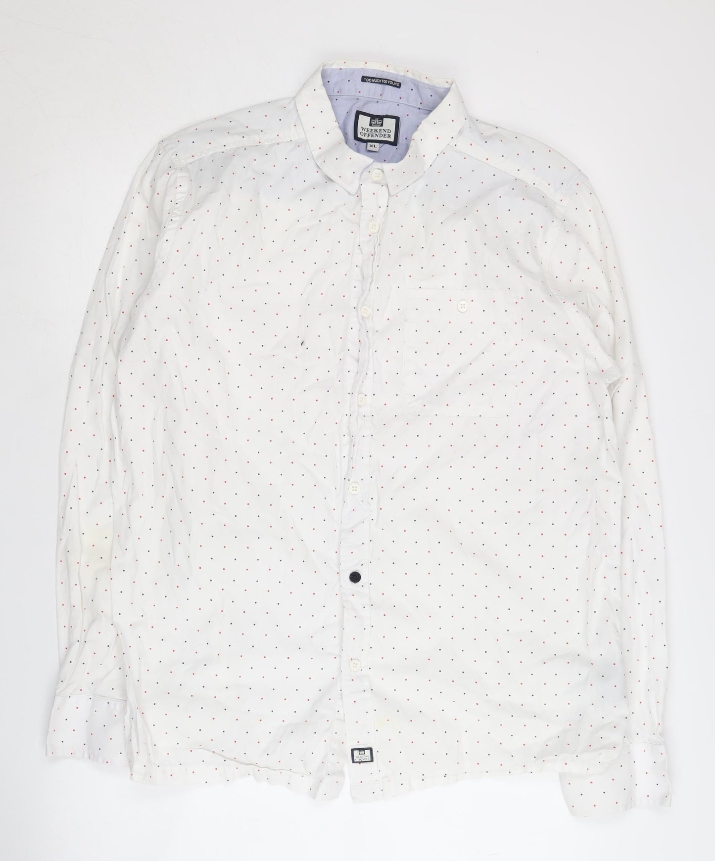 Weekend Offender Men's White Polka Dot Shirt XL