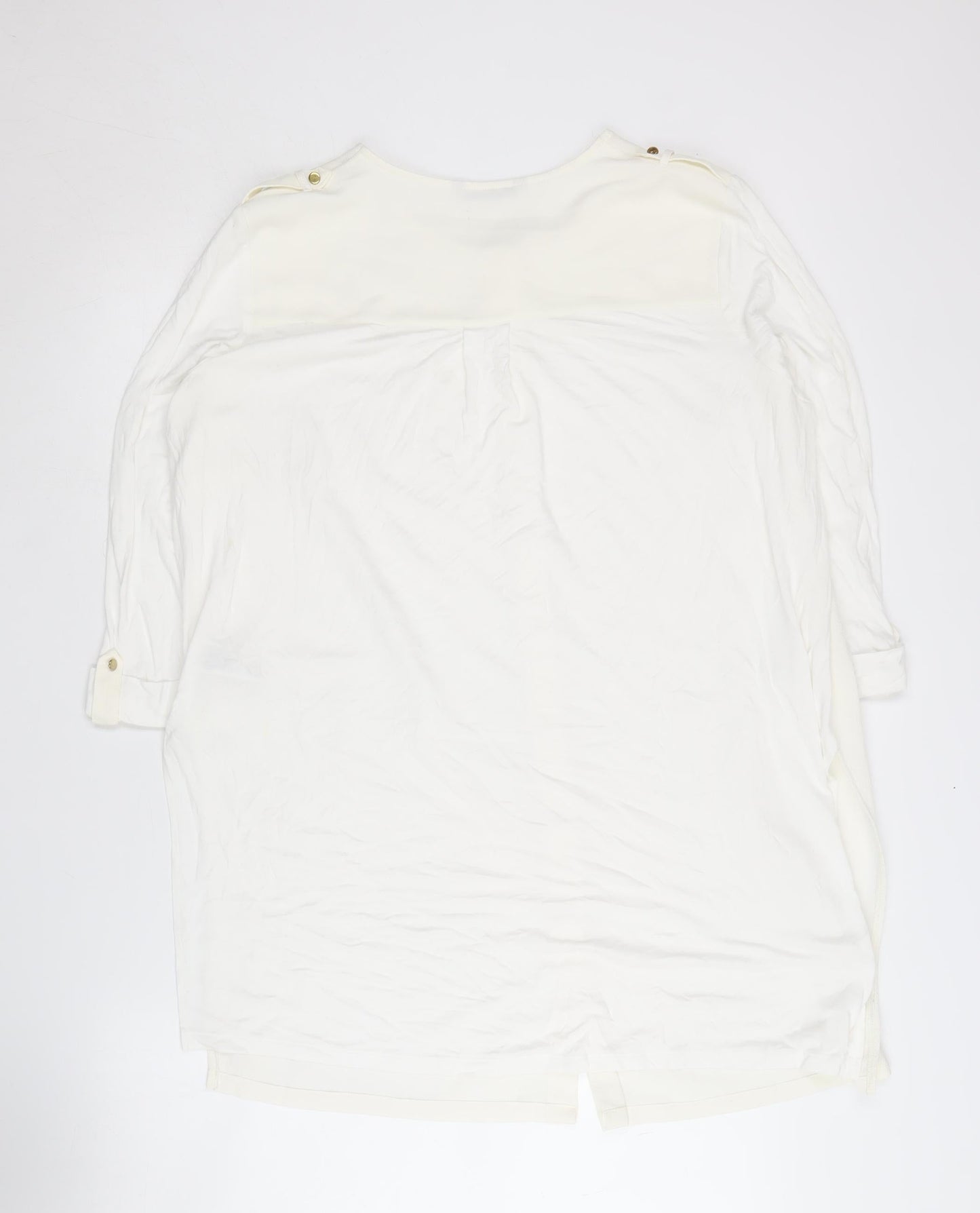 Marks and Spencer Women's White Button-Up Shirt, Size 16