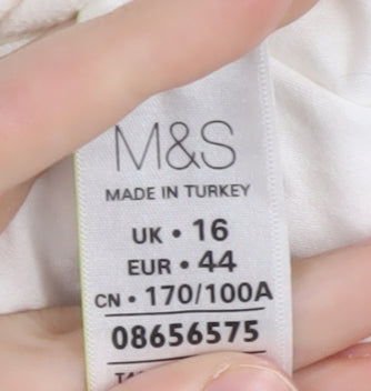 Marks and Spencer Women's White Button-Up Shirt, Size 16