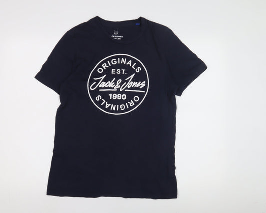 Jack & Jones Teen Blue Graphic Logo T-Shirt, Size 16