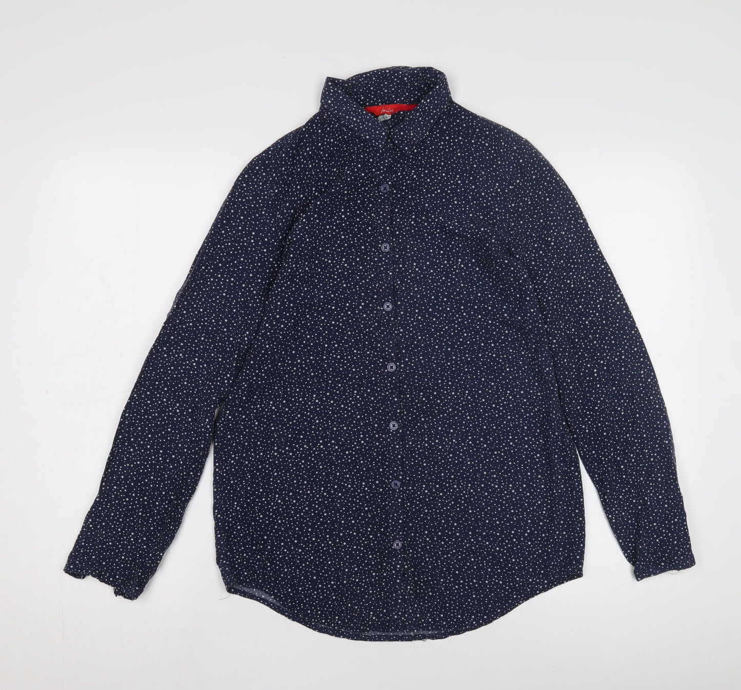 Joules Women's Blue Button-Up Star Print Shirt