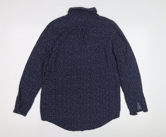 Joules Women's Blue Button-Up Star Print Shirt