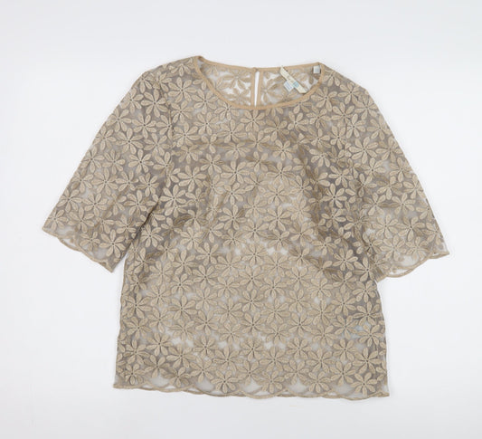 Boden Women's Beige Floral Lace Blouse, Size 8