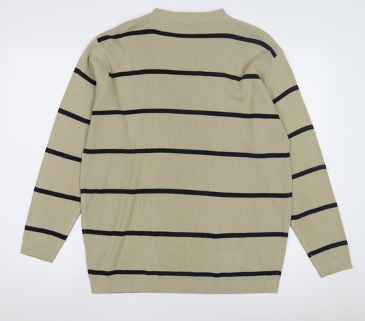 LUCA Men's Beige Striped Knit Jumper, Size S