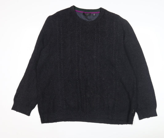 Ted Baker Men's Black Wool Jumper 6XL Cable-Knit Crew Neck