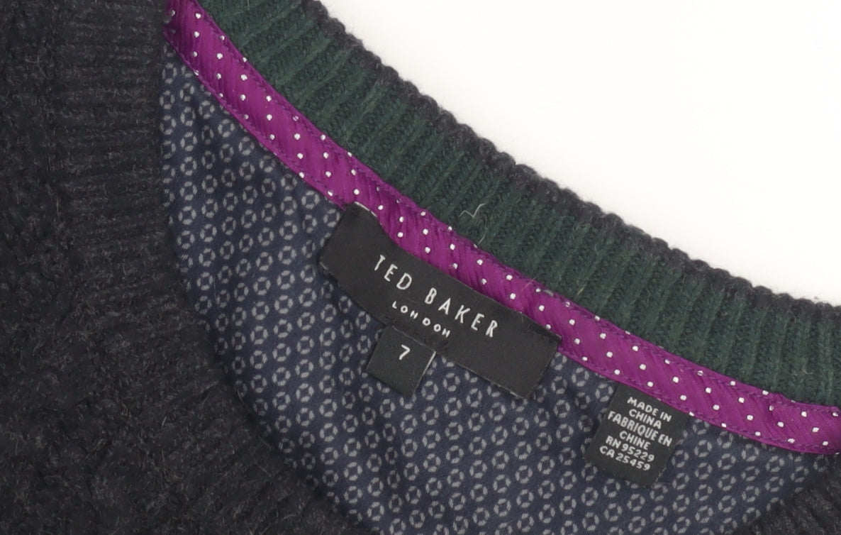 Ted Baker Men's Black Wool Jumper 6XL Cable-Knit Crew Neck