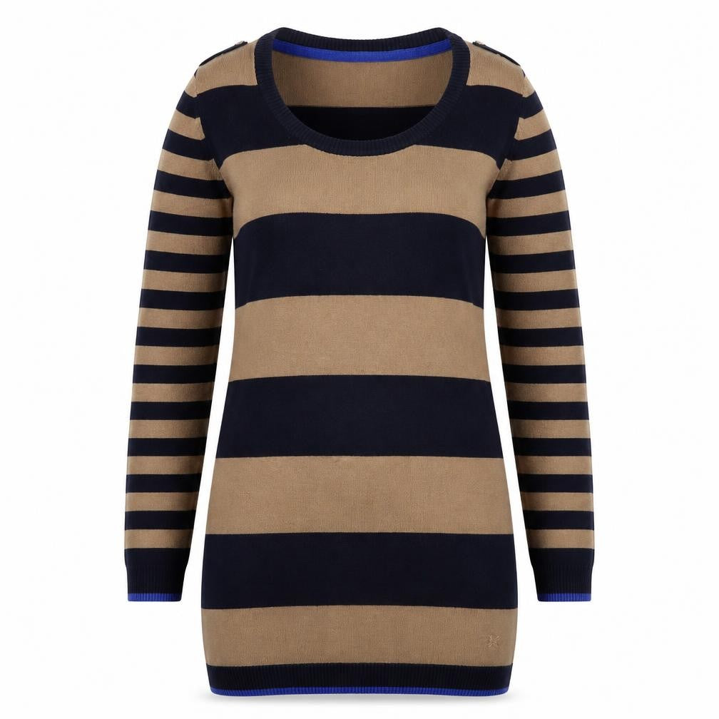 Crew Clothing Women's Striped Pullover Jumper, Size 12, Brown/Blue