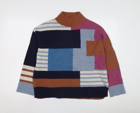 White Stuff Women's Multicoloured High Neck Jumper Size 14