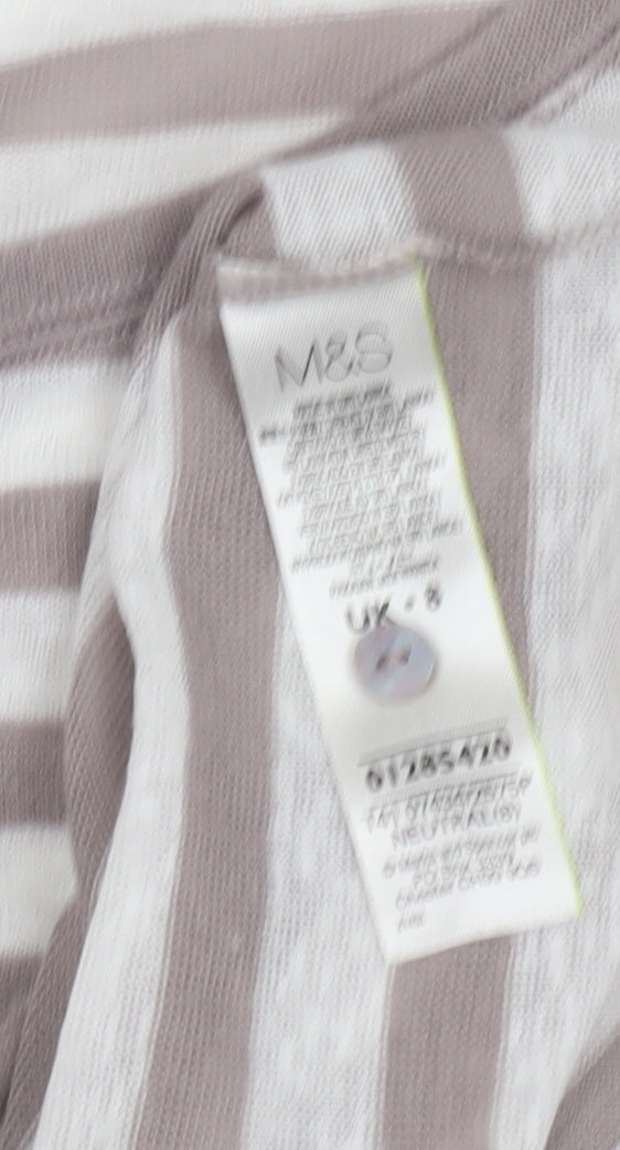 Marks and Spencer Women's Striped T-Shirt - Size 8