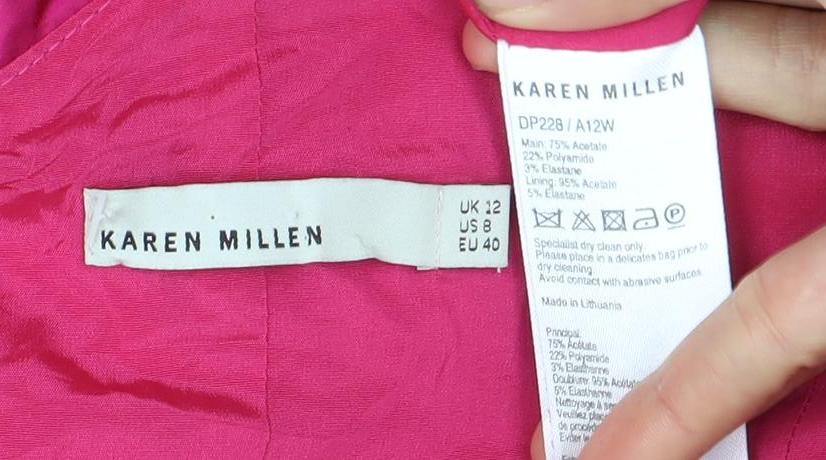 Karen Millen Women's Pink Satin Off Shoulder Dress