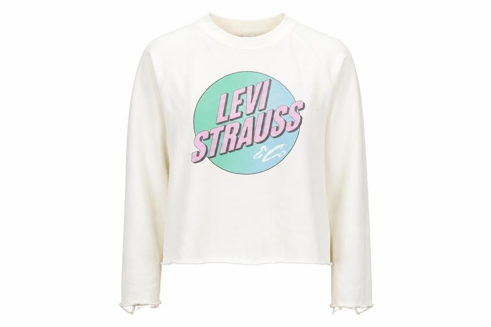 Womens UK M Regular Levi Strauss Ivory Pullover Sweatshirt