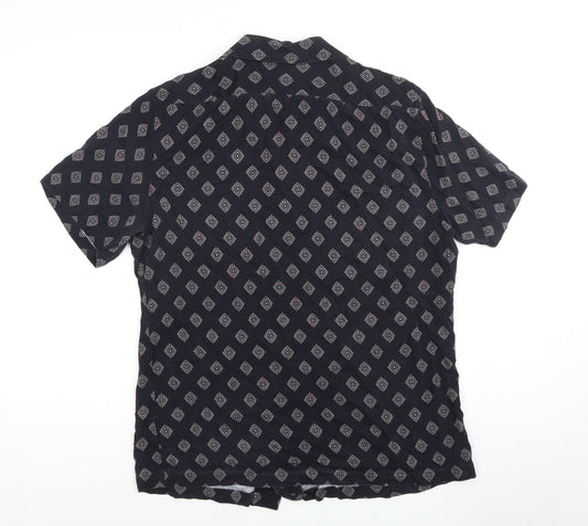Reiss Unisex Black Argyle Button-Up Shirt L