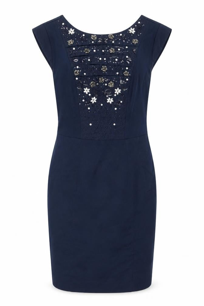 Front view of French Connection Women's Blue Sequin Dress, size 6
