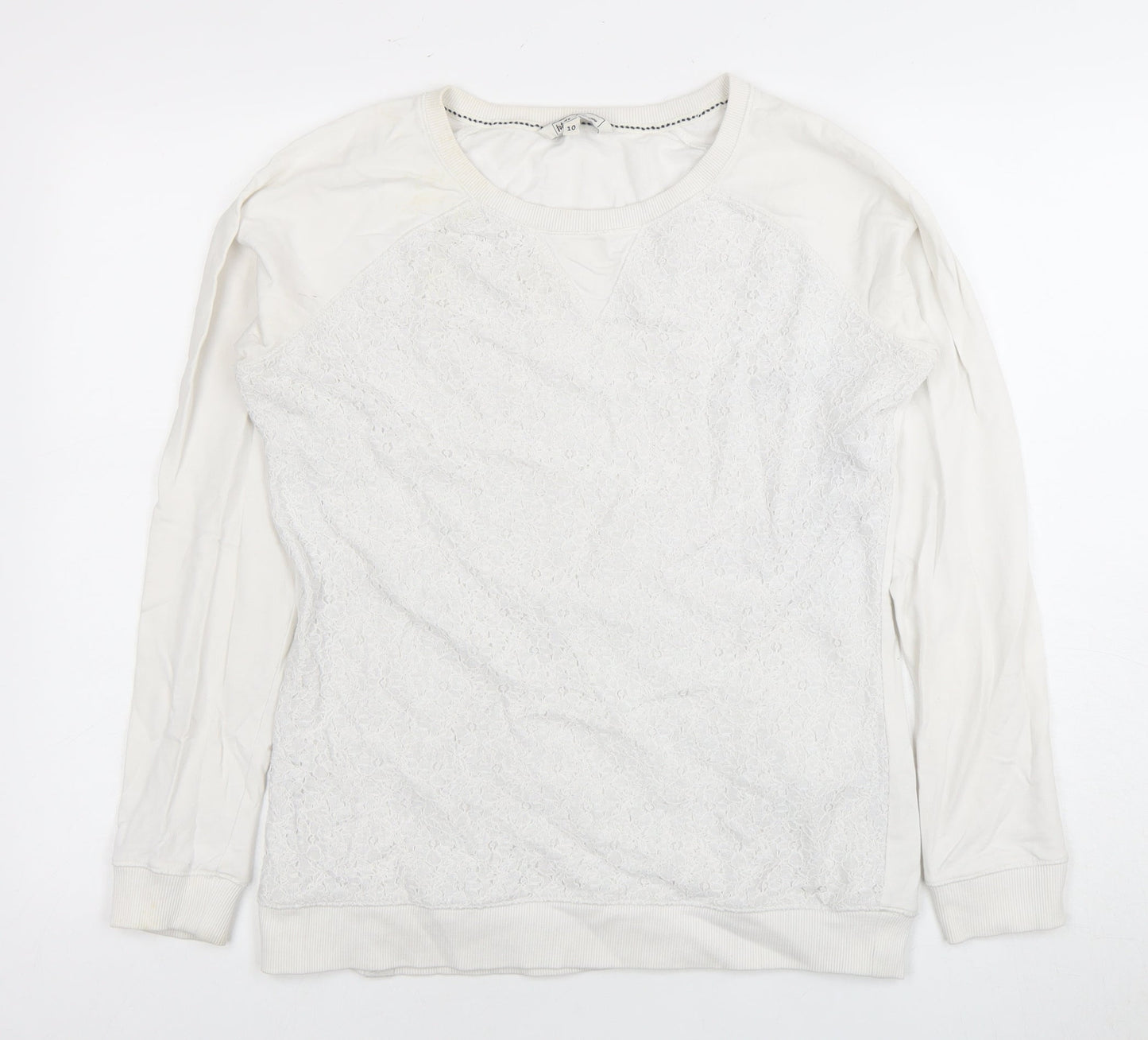 Fat Face Women's Ivory Crochet Pullover Sweatshirt Size 10
