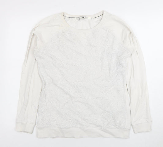 Fat Face Women's Ivory Crochet Pullover Sweatshirt Size 10