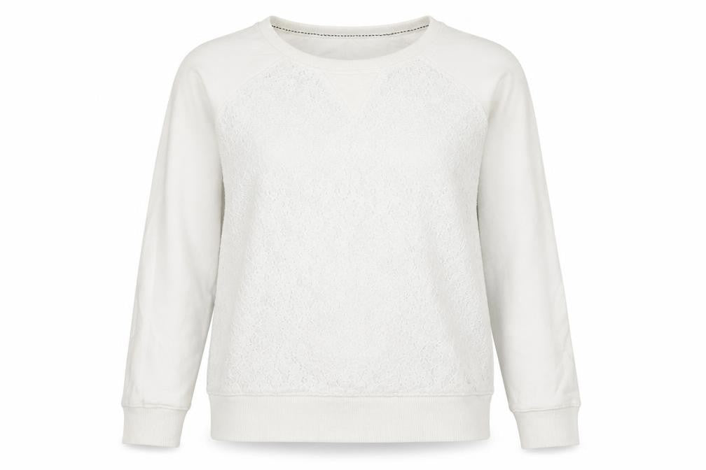 FatFace Women's Ivory Crochet Pullover Sweatshirt Size 10