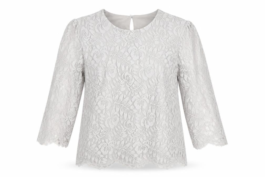 Oasis Women's Grey Floral Lace Blouse, Size 12, Chic Casual