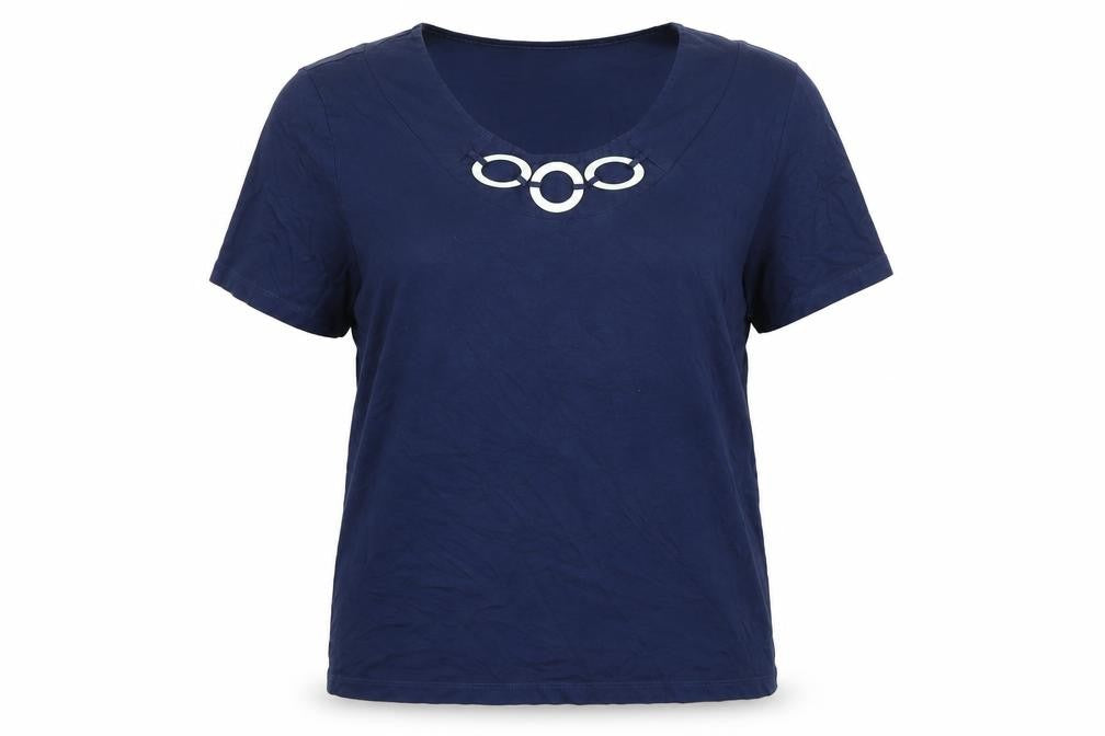 Womens UK Size UK 14 Eastex Blue Cotton Blend T-Shirt