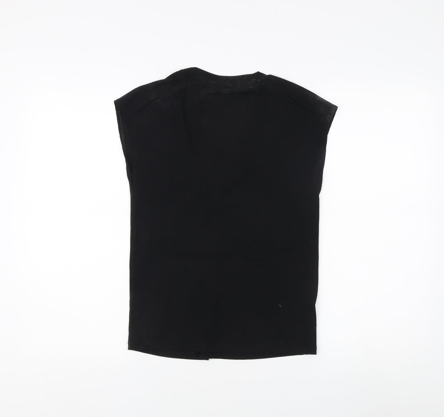 MNG Women's Black Sleeveless Scoop Neck T-Shirt, Size M