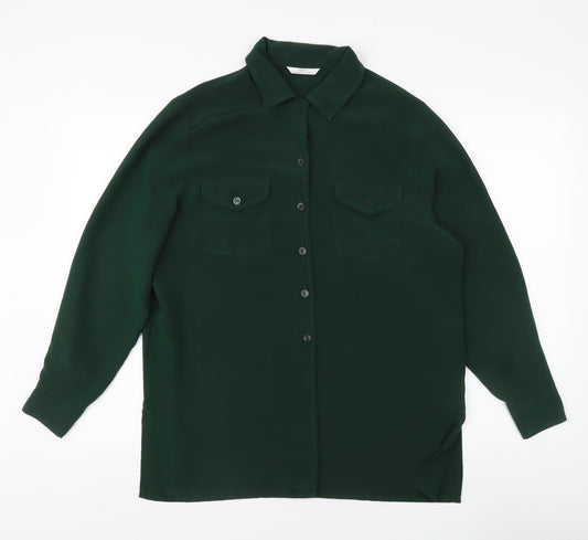 Marks and Spencer Women’s Green Button-Up Shirt