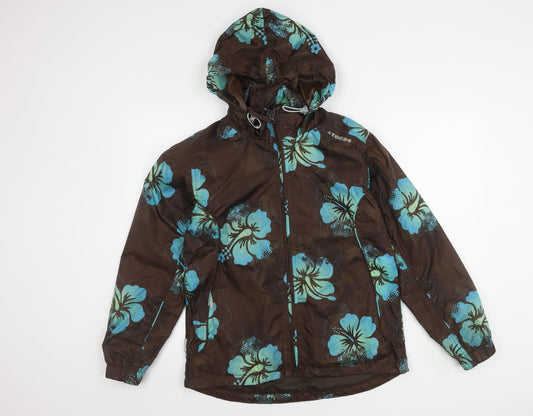 TOG 24 Women's Brown Floral Hooded Rain Jacket