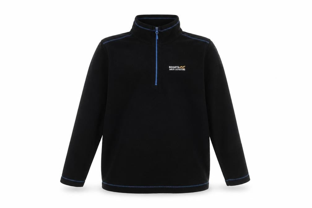 Front view of Regatta boys’ black zip sweatshirt 11 years