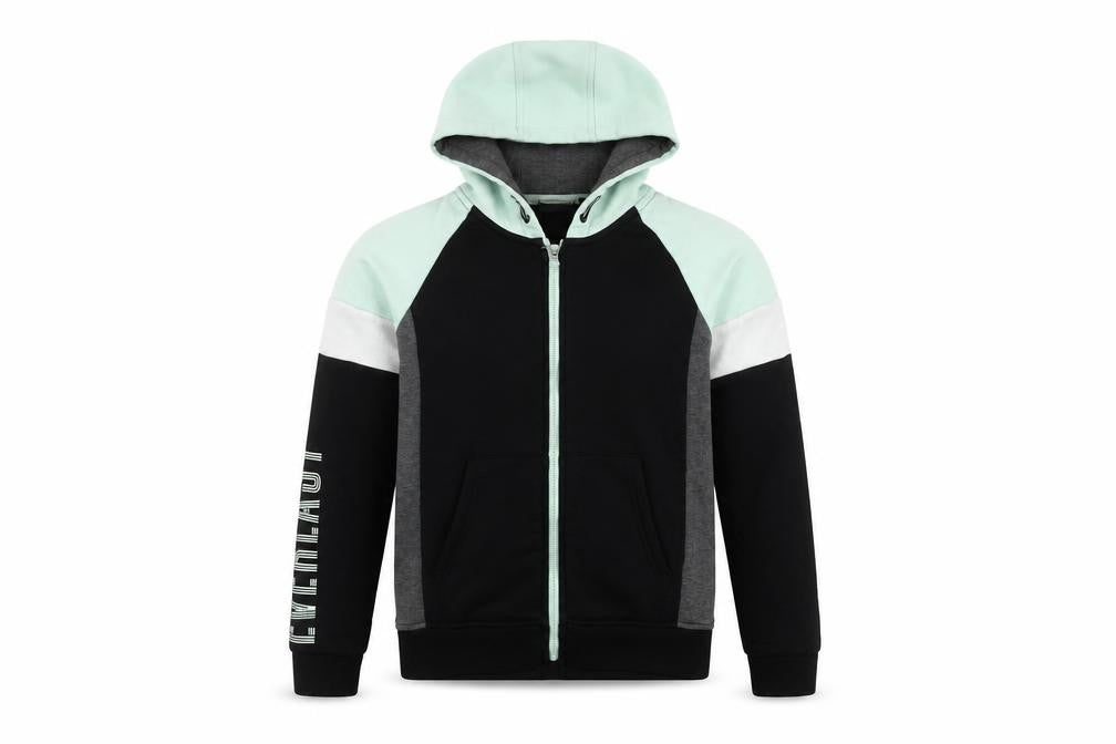 Front view of Everlast boys’' black colourblock jacket 11-12y full zip hood