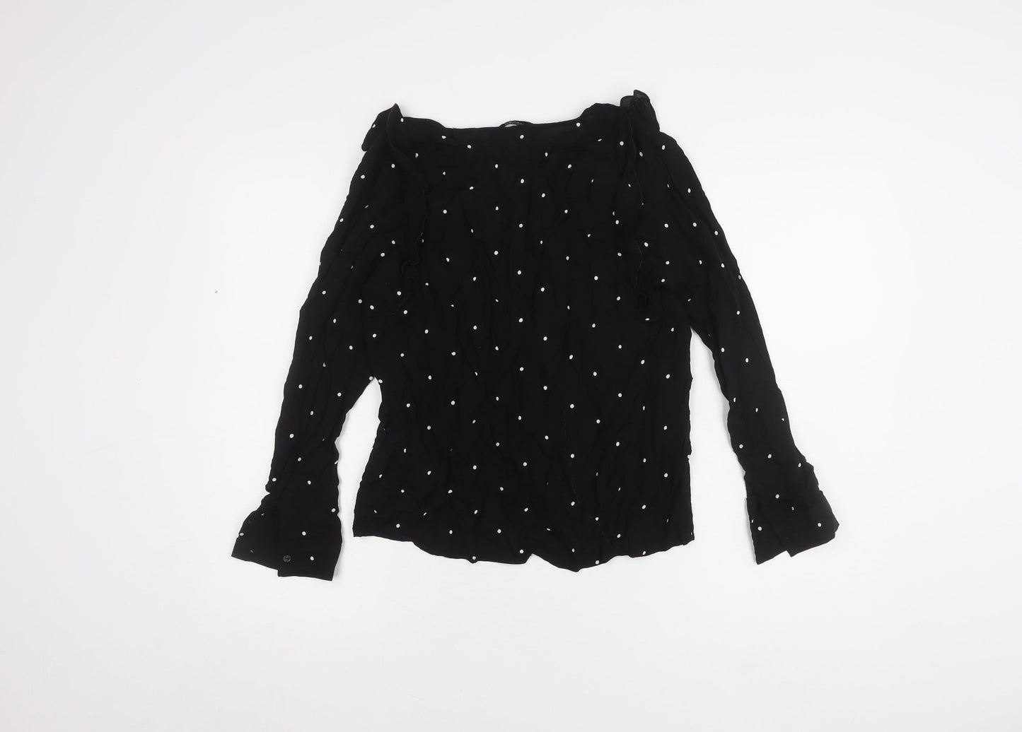 Mango Women's Black Polka Dot Long Sleeve Blouse
