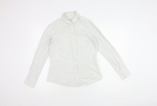 Austin Reed Women's White Polka Dot Button-Up Shirt