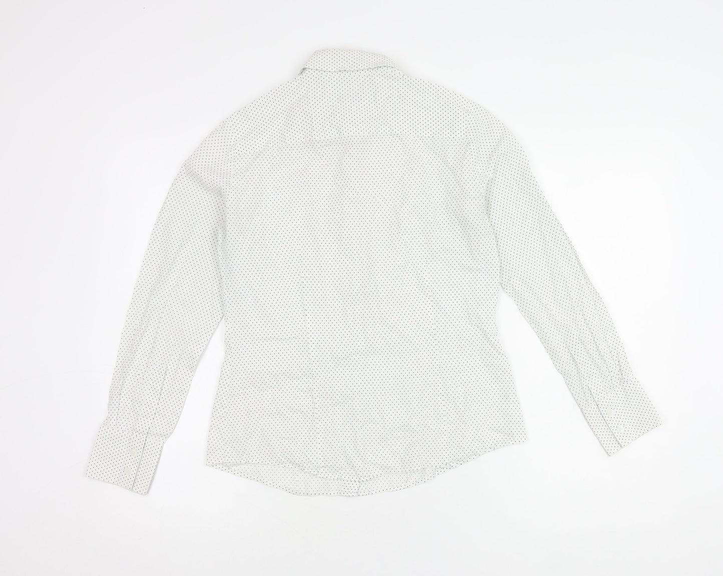 Austin Reed Women's White Polka Dot Button-Up Shirt