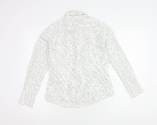 Austin Reed Women's White Polka Dot Button-Up Shirt