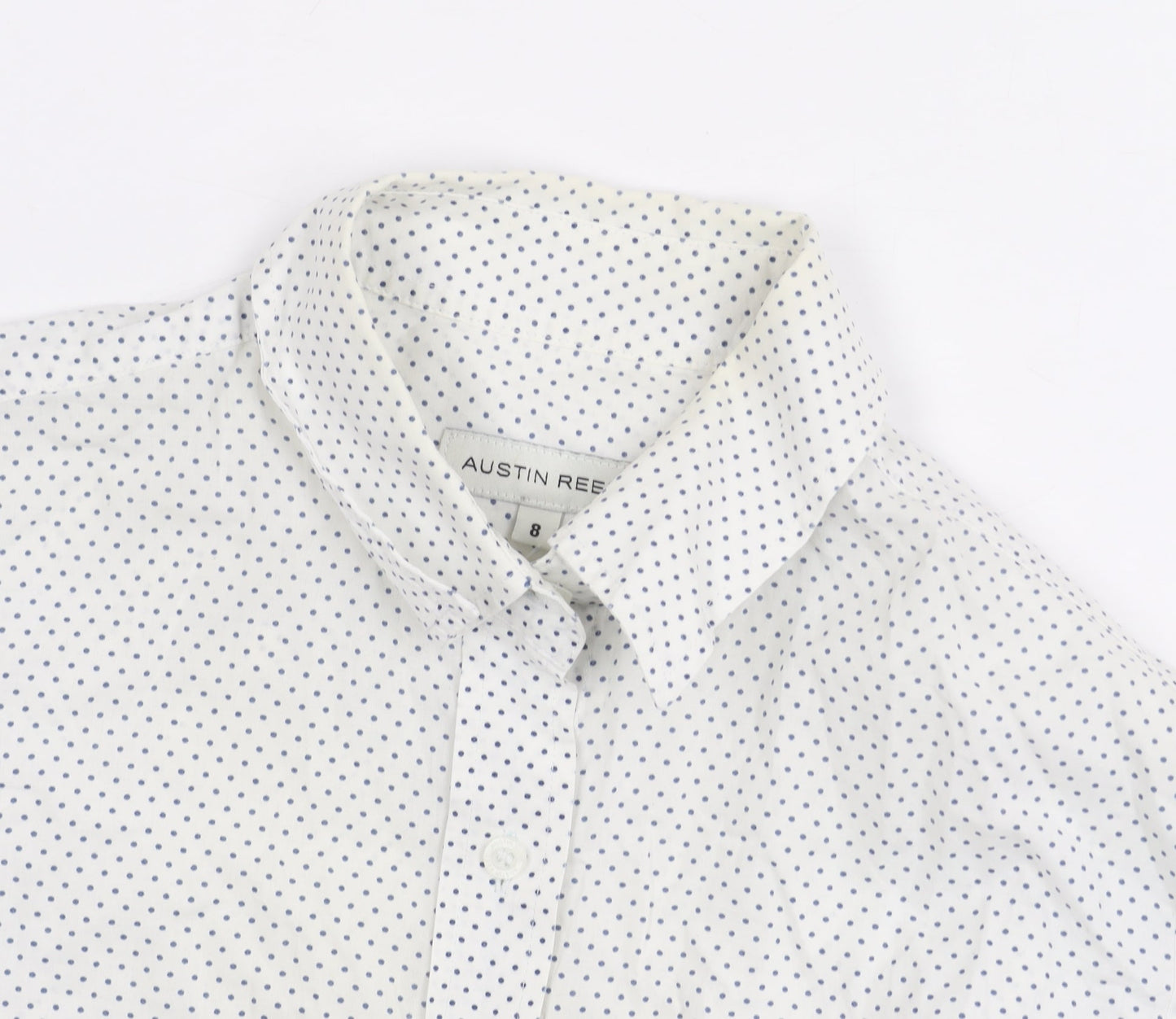 Austin Reed Women's White Polka Dot Button-Up Shirt
