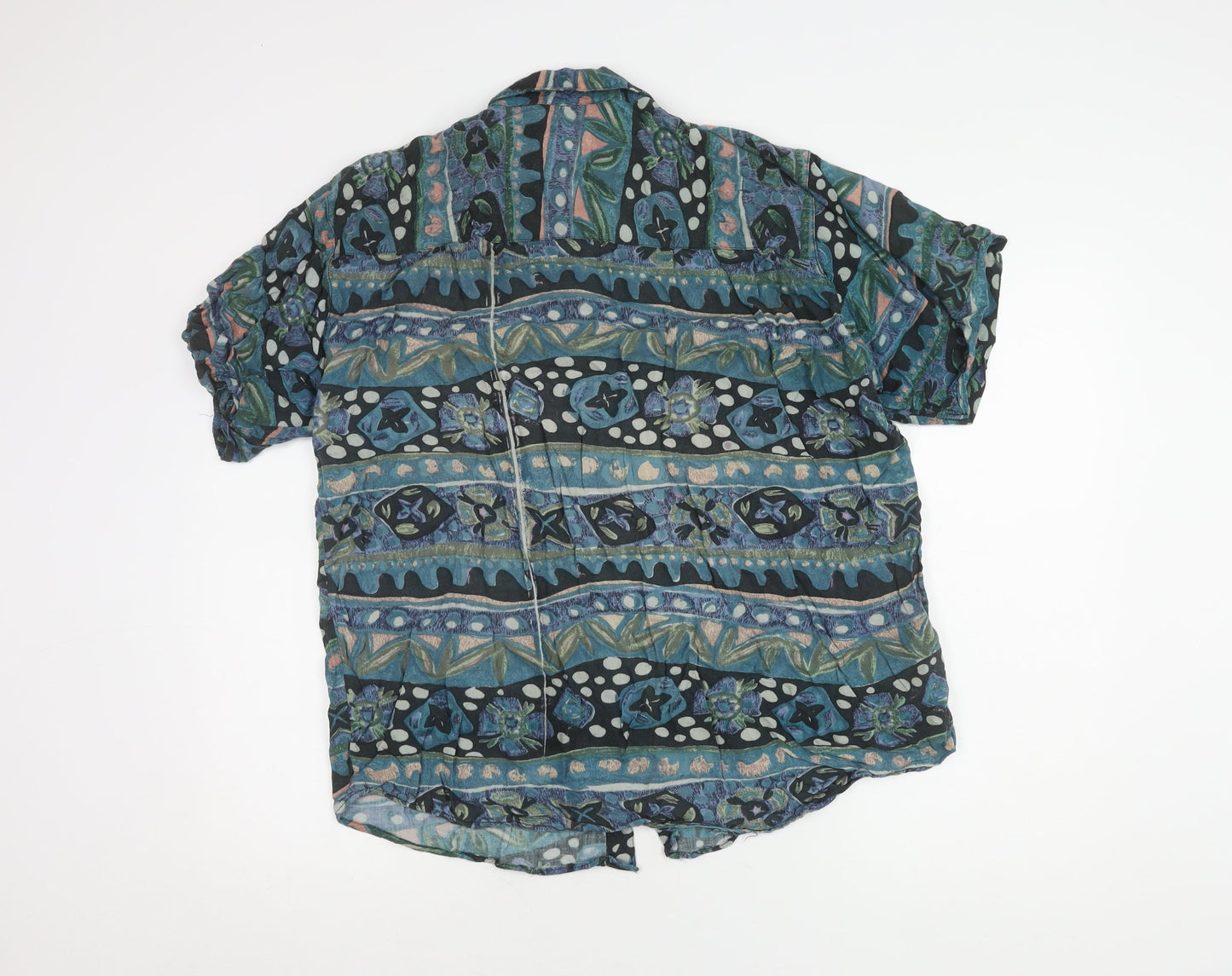 Fine Line Men's Multicoloured Geometric Shirt, L, Short Sleeve