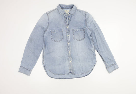 J.Crew Women's Blue Button-Up Denim Shirt Size 6