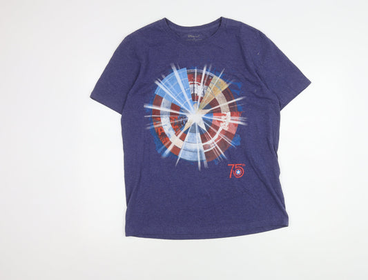 Disney Store Men's Blue Captain America Graphic T-Shirt M