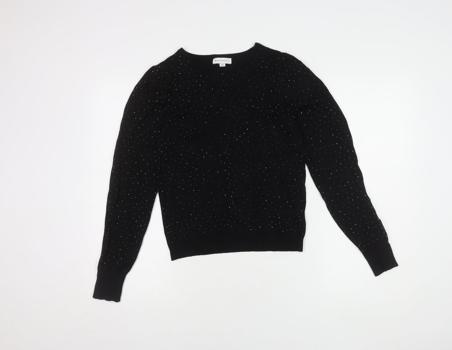 Warehouse Women's Black Studded Pullover Jumper Size 10