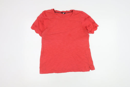 Joules Women's Red Cotton T-Shirt UK 10 Casual