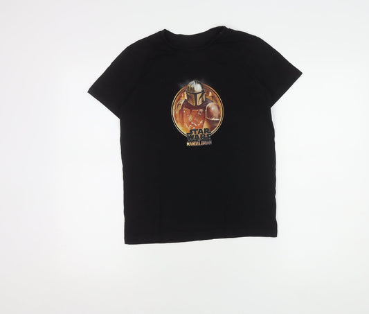 Star Wars Boys Black T-Shirt 11-12 Years Mandalorian Graphic