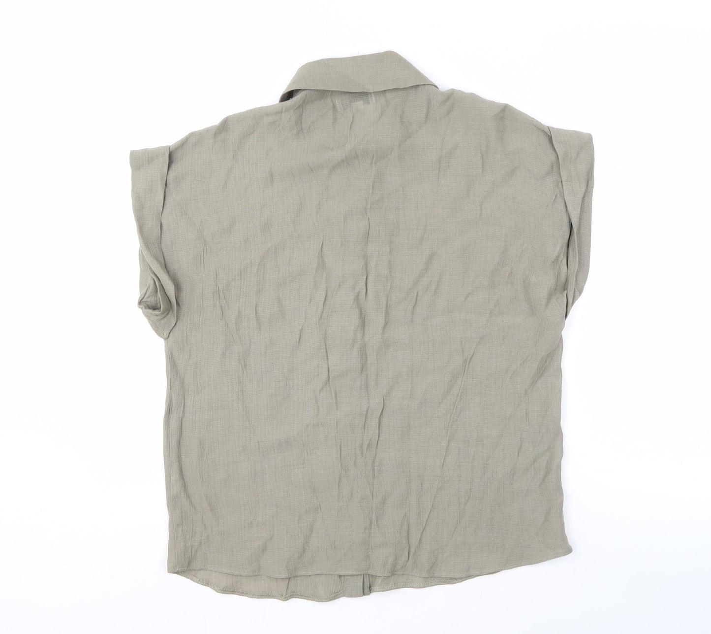 Warehouse Women's Beige Button-Up Shirt, Size 8