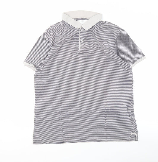 Gap Men’s Grey Striped Polo Shirt L