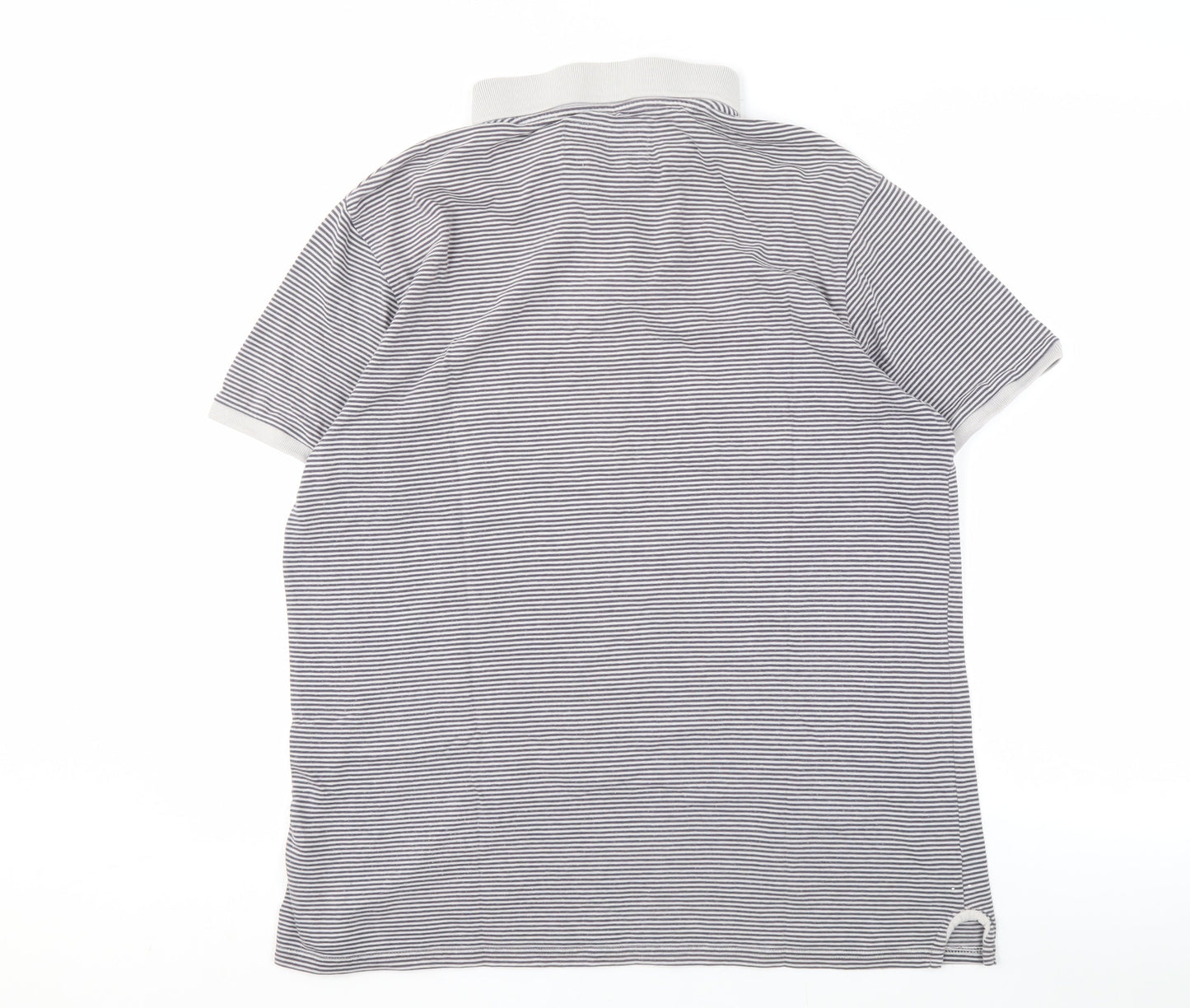 Gap Men’s Grey Striped Polo Shirt L