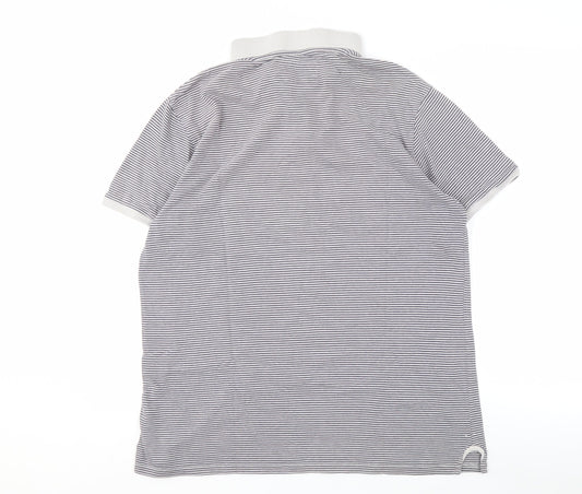 Gap Men’s Grey Striped Polo Shirt L