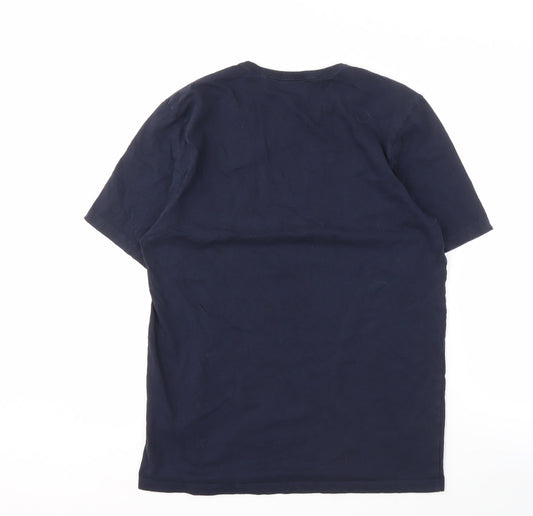 Boss Men's Blue Cotton Crew Neck T-Shirt, Size L